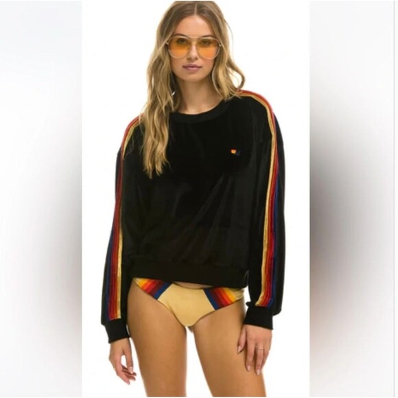 Aviator Nation Tops - Aviator Nation Classic Velvet Relaxed Crewneck Sweatshirt - Women's Large